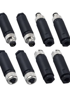 اشتري M8 4 Pin Male & Female Socket Panel Aviation Wire Connector,8mm Industrial Circular Sensor Connector,Outdoor Waterproof IP67 A Coding(4 Sets) في السعودية