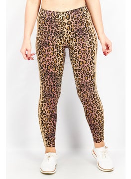 اشتري Women Sportswear Fit Leopard Luxe Leggings, Black/Tan Combo في الامارات