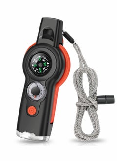 اشتري Emergency Survival Whistle, 7-in-1 Outdoor Multifunctional Tool Safety Whistle with Lanyard, Ideal for Kayaking, Hiking, Camping, Climbing, Hunting, Fishing, Rescue Signaling في الامارات