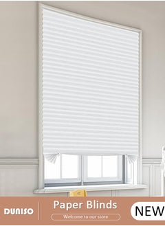 اشتري Temporary Paper Blinds for Windows, No Drilling Self Adhesive Blackout Curtains, Easy to Cut Pleated Window Blinds Cordless for Indoor Windows, Waterproof Window Shades for Bedroom, Kithen, Bathroom and Office في الامارات