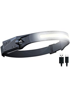 Buy LED Headlamp with All Perspectives Induction 230° Illumination, 350 Lumens, Lightweight Head Lights, Weatherproof Type C Rechargeable Head Lamp for Running Camping, Sensor Outdoor Headlight in Saudi Arabia