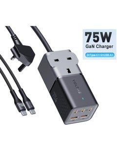 اشتري USB C Power Strip, 75W 6-in-1 3 USB C, 2 USB-A & 1 AC GaN PD PPS Desktop Charging Station with Extension Cord for MacBook Pro, iPhone 15 Pro Max, Galaxy S24 Ultra, iPad, Including 100W Type C Cable في الامارات