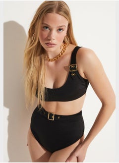 Buy Belt Detail High Waist Bikini Bottom in UAE