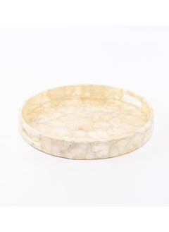 Buy Skies Decorative Tray, Ivory & Gold - 40 cm in UAE