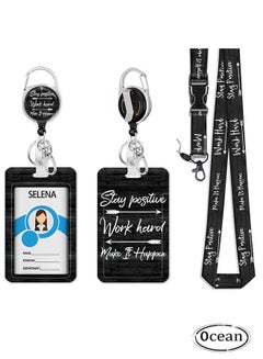 Buy Retractable Badge Holders with Detachable Lanyard, Funny Id Card Holder Keychain Vertical ID Protector Clips, Fashionable Name Tags Clips with Heavy Duty Badge Reel in Saudi Arabia