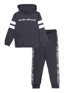 Buy Urbasy Kids 100% Cotton Full Sleeves SweatJacket with Jogger Set - GREY in UAE