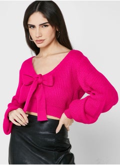 Buy Tie Front Cropped Sweater in UAE