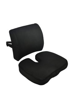 اشتري Seat Cushion and Lumbar Support Pillow For Car Office Computer Wheelchair Black في السعودية