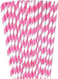 اشتري Premium Disposable Biodegradable Striped Paper Straws, Biodegradable Paper Straws - Durable and Eco-Friendly ((26 Pack, Pink)) في مصر