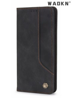 Buy Wallet Case for Samsung Galaxy S23 Ultra, Premium Leather Phone Case Back Cover Magnetic Detachable with Trifold Wallet Card Holder Pocket for Samsung Galaxy S23 Ultra (Black) in Saudi Arabia