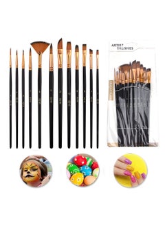 Buy Paint Brush Set 12 Pcs Nylon Oil Painting Brush Students' Watercolor Painting Pen Line Drawing Brush Wooden Handle Flat Paint Brushes for Kids Adults Drawing Arts Crafts Supplies in UAE
