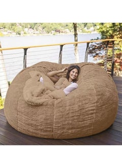 Buy Bean Bag Chair Cover(Cover Only No Filler) Oversized Soft Fluffy PV Velvet Lazy Sofa Bed Cover in UAE