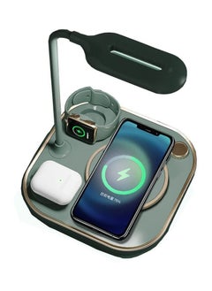 Buy 4-in-1 Fast Wireless Charging Station with Desk Lamp 15W Stand Compatible All iPhone8/9/X/11/12/13/pro/max Series Huawei/Samsung/Xiaomi Apple Watch earphone in UAE