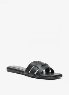 اشتري Textured Slip-On Flat Sandals في السعودية