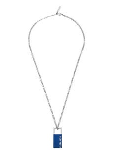 Buy Police Hooked Stainless Steel Gents Necklace And Blue Cut Out Pattern - PEAGN0032902 in UAE