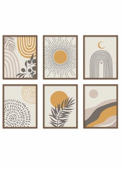 Buy Boho Wall Art Room Decor Abstract Minimalist Wall Art Posters Mid Century Modern Prints Sun Moon Desert Bedroom Decor Nature Landscape Painting Canvas No Frame(8x10" 6 Pcs) in UAE