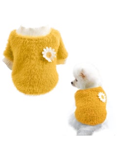 Buy Small Dog Sweater Cute Yellow Daisy Plush Dog Clothes for Small Dogs Warm Coat Sweater Winter Cloth for Small Puppy Soft Short Plush Clothes for Small Medium Dogs (Yellow Daisy) in UAE