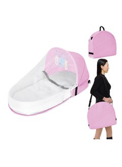 Buy Portable Baby Nest, Foldable Baby Crib with Toy and Mosquito Net, Baby Travel Cot for Outdoor and Home (Pink) in Saudi Arabia