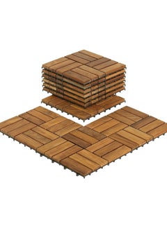 Buy 12-Piece Wooden Floor Tiles Light Brown 30x30x2cm in Saudi Arabia