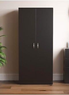 اشتري Karnak 2 Door Wardrobe, White Shelf & Hanging Rail Wooden Bedroom Engineered Wood Storage Furniture Black في الامارات