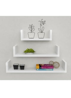 Buy 3-Piece Wall Mounted Floating Shelves - White in UAE