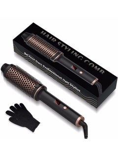 Buy Thermal Brush Curling Iron, 32mm Heated Curling Brush Ceramic Tourmaline Ionic Curling Iron for Curls and Straightening Dual-Use Volumizing Comb, Dual Voltage and LCD Display, 10 Temperature Settings in Saudi Arabia