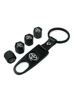 Buy Universal Steel 4Pcs Car Tire Valve Stem Air Caps Cover 1Pc Keychain Wrench For TOYOTA in UAE