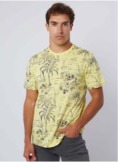 Buy Casual Printed Cotton Regular Fit T- Shirt in Egypt