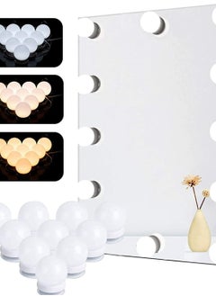 اشتري Padom Led Vanity Lights for Mirror, Hollywood Makeup Light for Vanity with 10 Dimmable Bulbs 3 Color Modes,for Makeup Vanity Table & Bathroom Mirror في الامارات