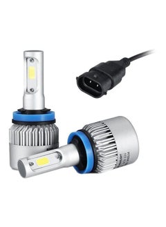 Buy H11 LED Car Headlights with Luminous 8000LM COB 6500K White Light Bulbs in UAE