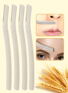 Buy 4 Pcs Eyebrow Razor Set Face Razor Eyebrow Shaper Recycled Wheat Straw Material Face Facial Razors Biodegradable Eyebrow Razor Eco Friendly Facial Hair Remover Stainless Steel Brow Razor in UAE