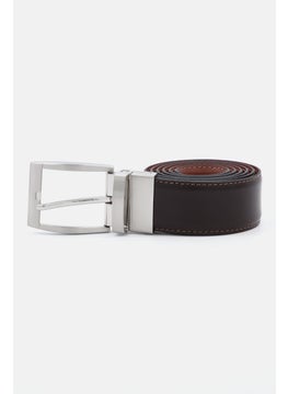 اشتري Men Brand Logo Leather Belt, Dark Brown في السعودية