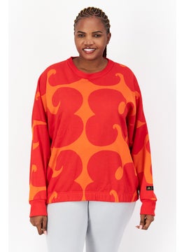 Buy Women Plus Size Long Sleeve Outdoor Sweatshirt, Red/Orange in UAE