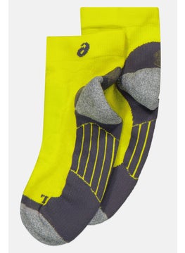 Buy Men 1 Pair Road Quarter Running Socks, Grey/Lemon in Saudi Arabia