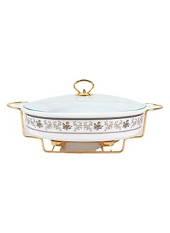 Buy Orchid Food Warmer Porcelain/Marble Buffet Chafing Dishes with Rack/Stand | Chafers for Buffet/Weddings/Parties/Banquets/Catering Events. (15" Oval Flower) in UAE