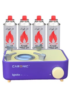 Buy Butane Fuel Camp Stove Crate Series Mini Stove For Camping Hiking With 4 Portable Gas Distribution Modern and Easy To Use Purple in UAE