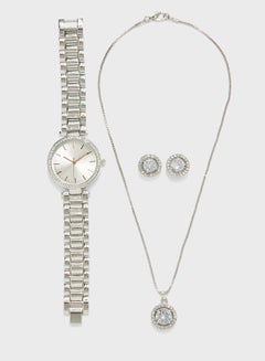 Buy Two Tone Watch And 2 Piece Jewelry Set in UAE