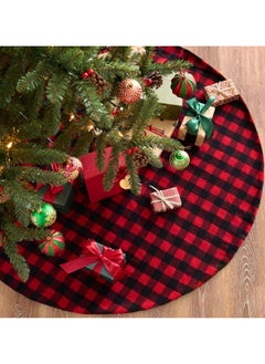 Buy Christmas Tree Skirt 48 Inch Red and Black Plaid Double Layers Tree Skirt with Thick Felt Lining  Large Christmas Decorations Tree Skirt for Holiday Party Home Decor in UAE