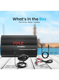 اشتري Pyle Hydra Marine Amplifier - Upgraded Elite Series 800 Watt 4 Channel Micro Amplifier - Waterproof, Gain Level Controls, Rca Stereo Input, 3.5Mm Jack, Mp3 And Volume Control (Plmrmp3B) في الامارات