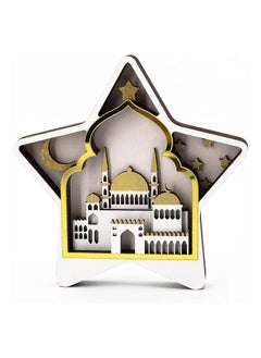 اشتري Eid Ramadan Crafts Stand Decoration Ramadan Mubarak Handmade Wooden Star Decor Eid Ornaments Gift for Muslims Islamic Wall Table Decor Ramadan Gift (Gold) في الامارات