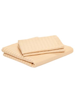 اشتري COMFY 3 PC HOTEL QUALITY BEIGE STRIPED 300TC BEDSHEET SET WITH 2 PILLOW COVERS في الامارات