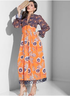 Buy Floral Printed Balloon Sleeve Dress in UAE