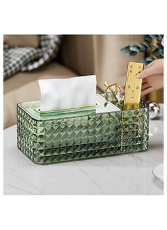 اشتري Acrylic Tissue Box Holder and Organizer with Lid, Multi-Purpose Remote and Toiletries Organizer and Facial Tissue Holder Rectangular Shape for Home, Restaurant, Office and Car (Transparent Green) في مصر