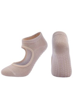 Buy Yoga Socks Pilates Socks Barre Ballet Socks, Non-slip Grip Socks Elastic Workout Sprot Socks for Women, Soft Comfortable Full Toe Grip Non-Slip Socks (Beige) in Saudi Arabia