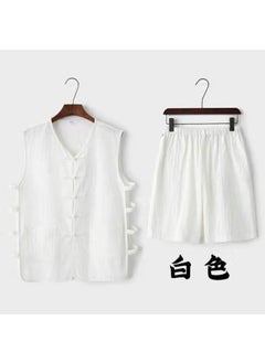 Buy Traditional Chinese Vest Set for Men SummerWhite suit White suit in Saudi Arabia