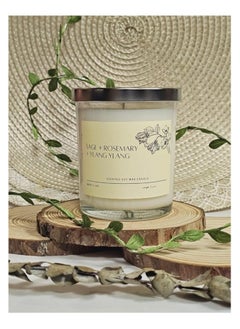 Buy Natural Soy Wax Scented Candle for Stress Relief and Relaxation, 100% Soy Organic Aromatherapy Candle (Sage , Ylang Ylang, 110g) in UAE