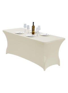 Buy Spandex Table Cloth, 6ft Table Cover Rectangular Stretch Table Cloth Tight Fit Tablecloth for Parties, Trade Shows, Weddings and Events of All Kinds(Creamy-White) in Saudi Arabia