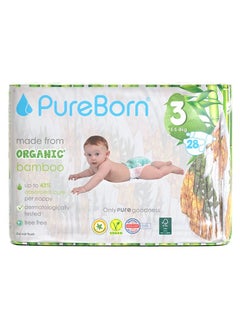 Buy Organic Bamboo Size 3 Diapers 5.5-8 Kg 28 Count in UAE