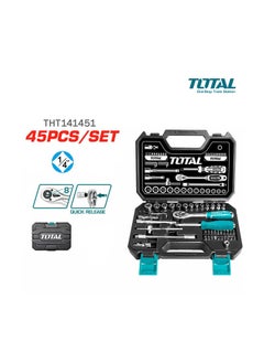 Buy TOTAL Complete 1/4-Inch Drive Socket Set 45 Tools for Every Nut and Bolt -THT141451 in Saudi Arabia