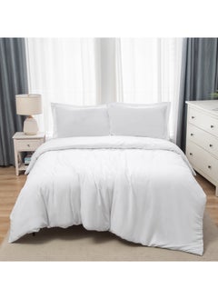 اشتري Bedding Duvet Cover Double Size Set- 1Pieces Duvet Cover 170X220Cm / 2Pieces-Pillow Shams 50X75Cm (White, Double) في الامارات